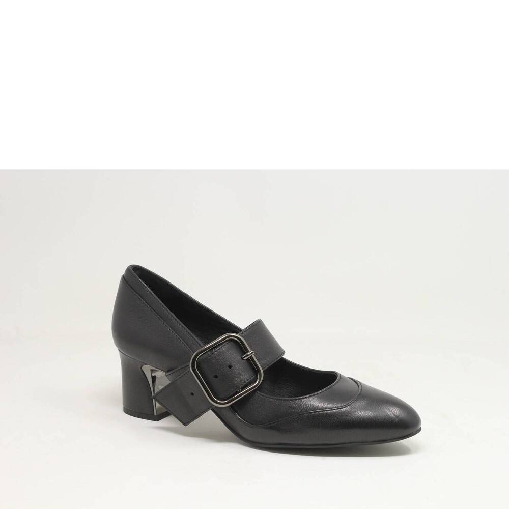 NEW DJANGO & JULIETTE women's japas block heels in black leather